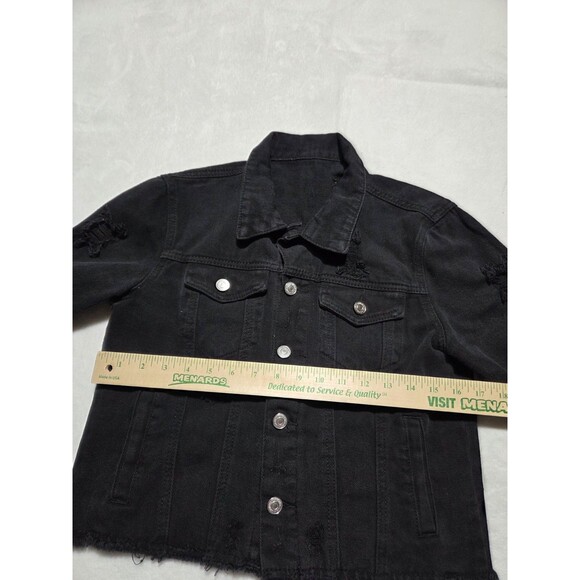 Levi’s Womens Medium Black Trucker Cropped Denim Jacket Fitted with Stretch - Picture 9 of 10